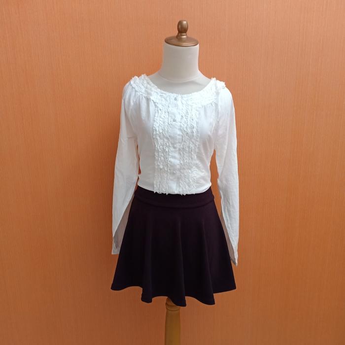 atasan wanita putih THEORIA lengan panjang M L blouse cewek MEWAH cute