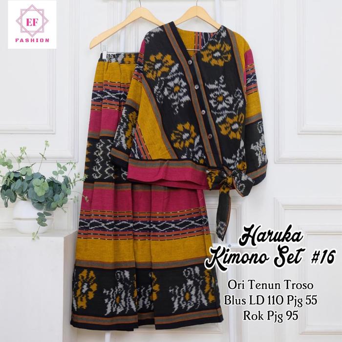 Haruka kimono set setelan tunik dan rok wanita ori tenun troso batik