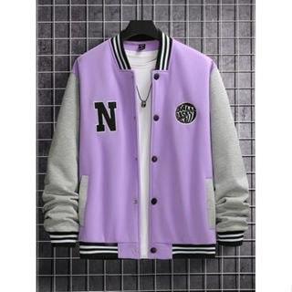 JAKET VARSITY PRIA, WANITA JUMBO, SABLON SIZE S-XXXXXXL, WARNA UNGU