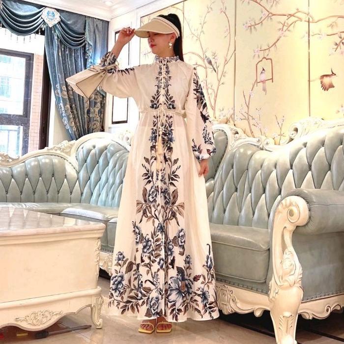 Isabel maxi dress import twistcone vintage flowery motif bunga dress