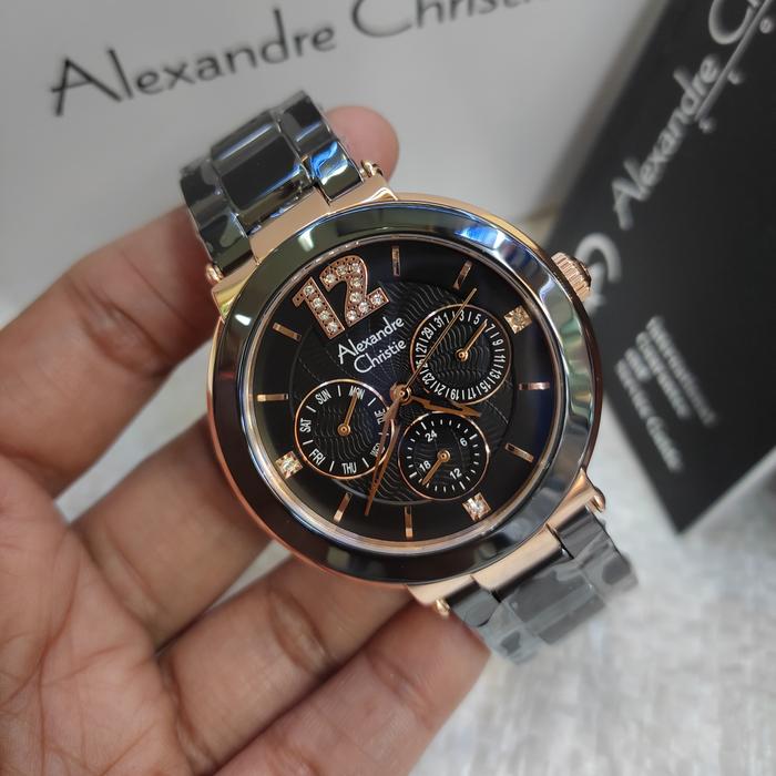 Jam Wanita ORIGINAL Alexandre christie Ac 2359 BF Ceramik Solid Steel