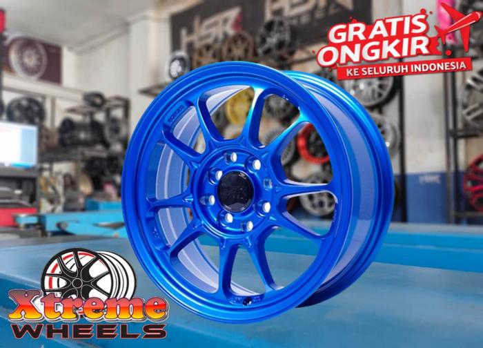 velg racing HSR WHEEL ring 15 warna biru buat brio agya ayla mobilio