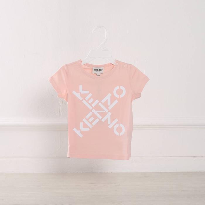 KENZO KIDS TSHIRT PEACH CROSS LOGO WHITE UNISEX