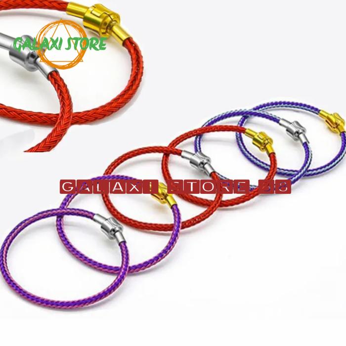 Gelang Tali Kawat Waterproof Gelang Tali Untuk Liontin Huruf/Emas
