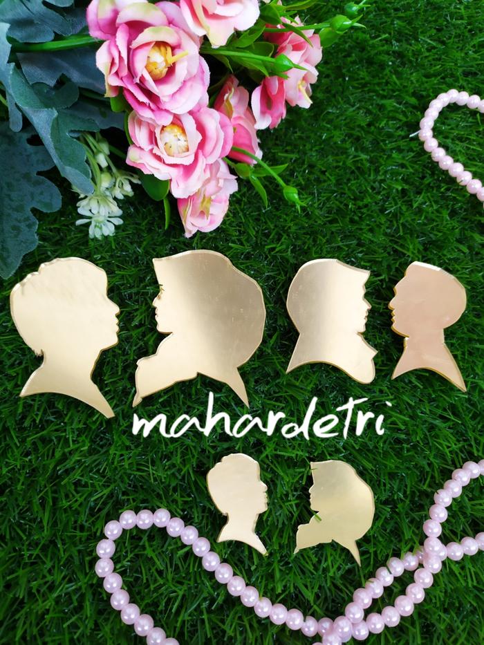 Siluet Couple Akrilik Gold (sepasang)