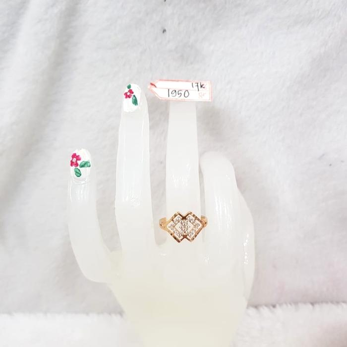 CP2994F254F Cincin model wajik double permata putih emas kuning 17k