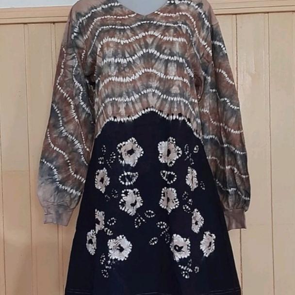Tunik Kaos Sasirangan Katun Atasan Lengan Panjang Muslimah Banjarmasin
