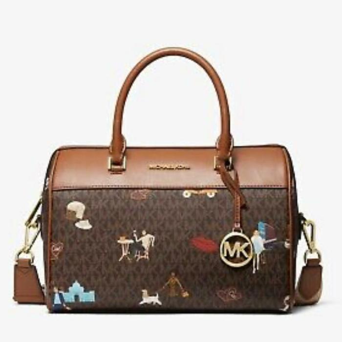 Michael Kors MK Girls Duffle satchel Medium sign brown