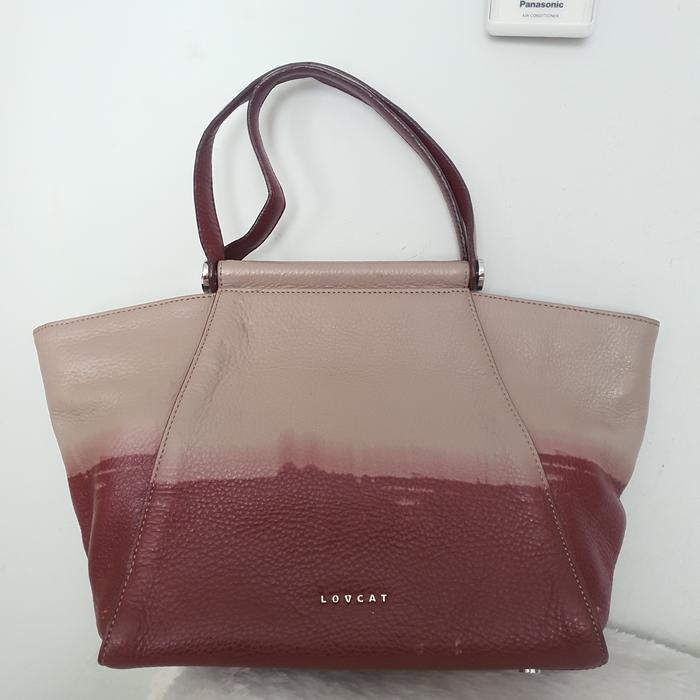 Tas tenteng kulit asli Lovcat Ombre Maroon