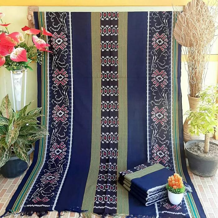 KAIN TENUN IKAT BLANKET TROSO JEPARA MOTIF NTT WARNA HIJAU