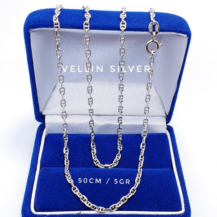 Kalung Silver 925 Lapis Emas Putih - Kalung Pria Wanita Rantai Perak - Kalung Rantai errmess