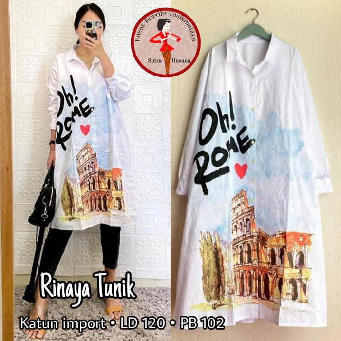 Atasan Midi Dress Tunik Katun Rinaya