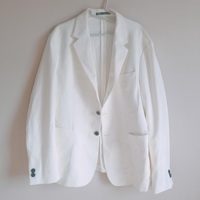 Blazer Pria Merk Zara Original XL Cream White