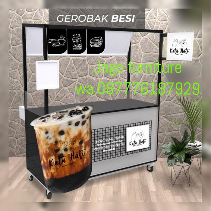 Gerobak besi / gerobak besi jualan / gerobak minuman / gerobak boba