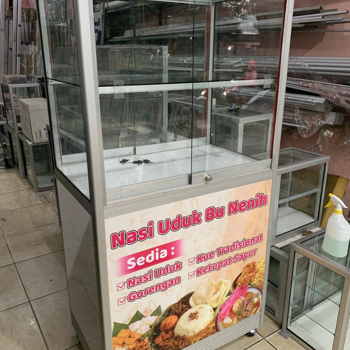 Booth Etalase Gerobak Makanan Nasi + Stiker ( Nasi Uduk Bu Neni )