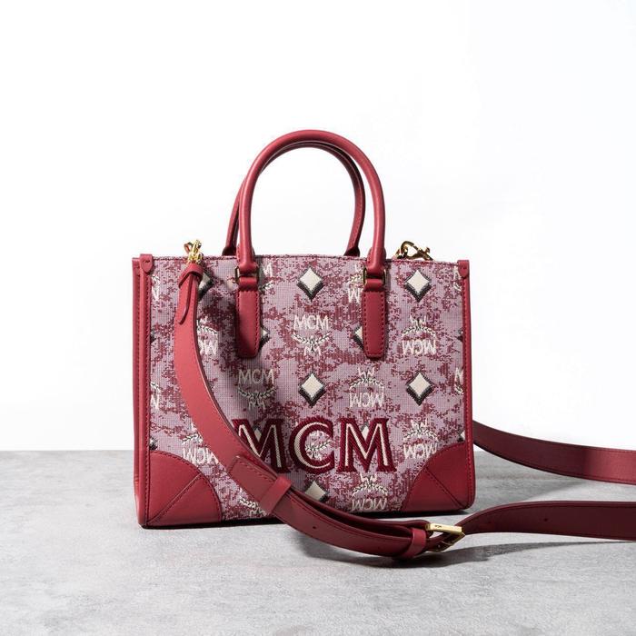 MCM Vintage jacquard small tote bag Red
