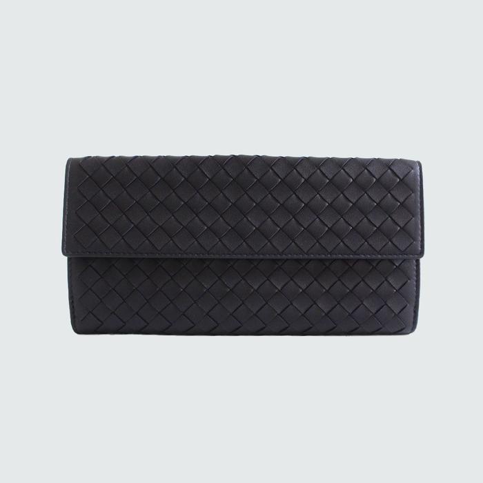 Bottega Veneta Women Long Flap Button Wallet in Tourmaline