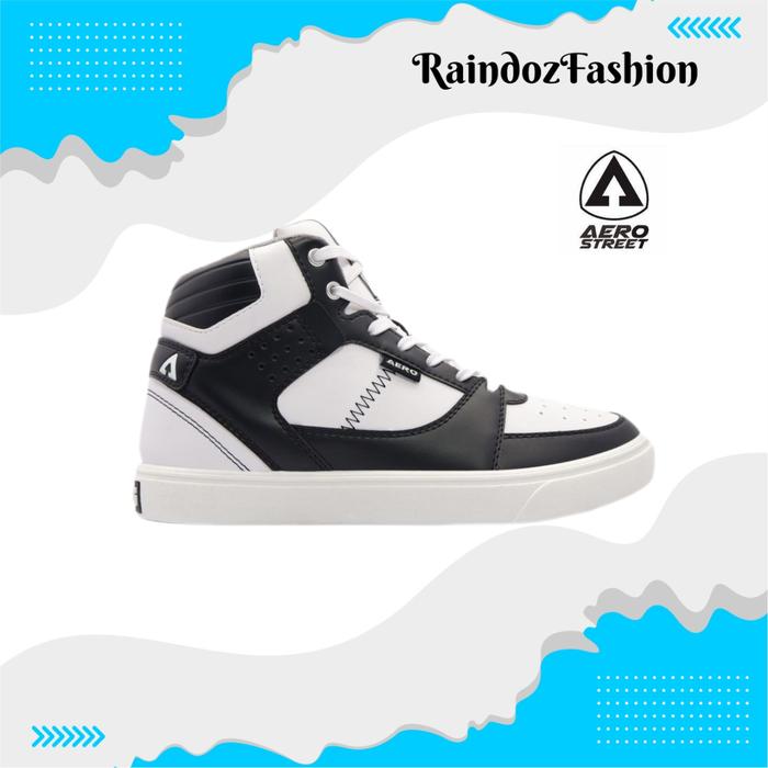 Aerostreet 36-45 Hoops Putih Hitam / Sepatu Sneakers Casual Aerostreet