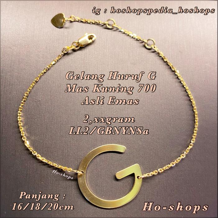 Gelang Huruf G Mas Kuning Kadar 700 Asli Emas