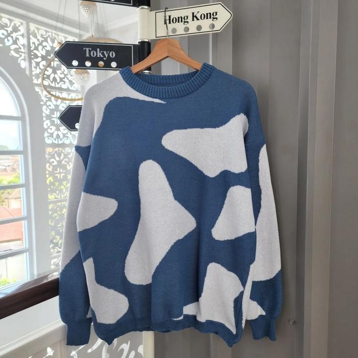 bentol sweater premium knit tebal/sweater motif sapi wanita