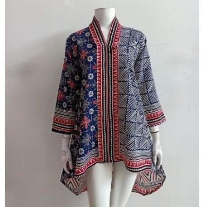 Tunik blouse batik iwan tirta batik navy modern. Kemeja batik pria Baju Katun Dress