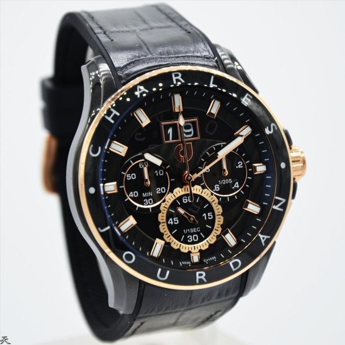 CHARLES JOURDAN CJ1035-1732C - Jam Tangan Pria Kulit Original - Black