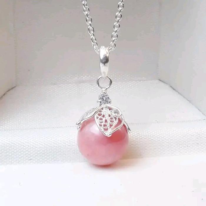 kalung perak mutiara laut Pink natural mutiara laut Pink natural