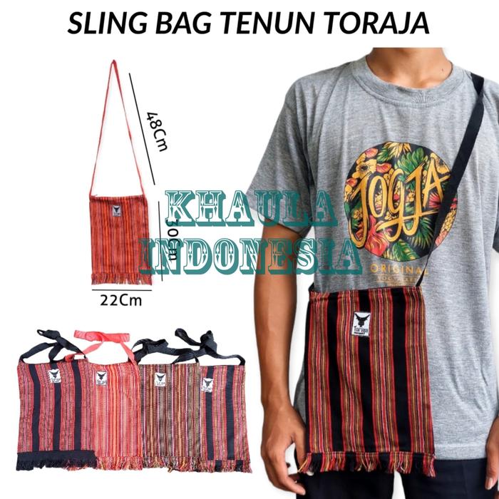 tas selempang sling bag rajut tenun etnik toraja lombok - 1