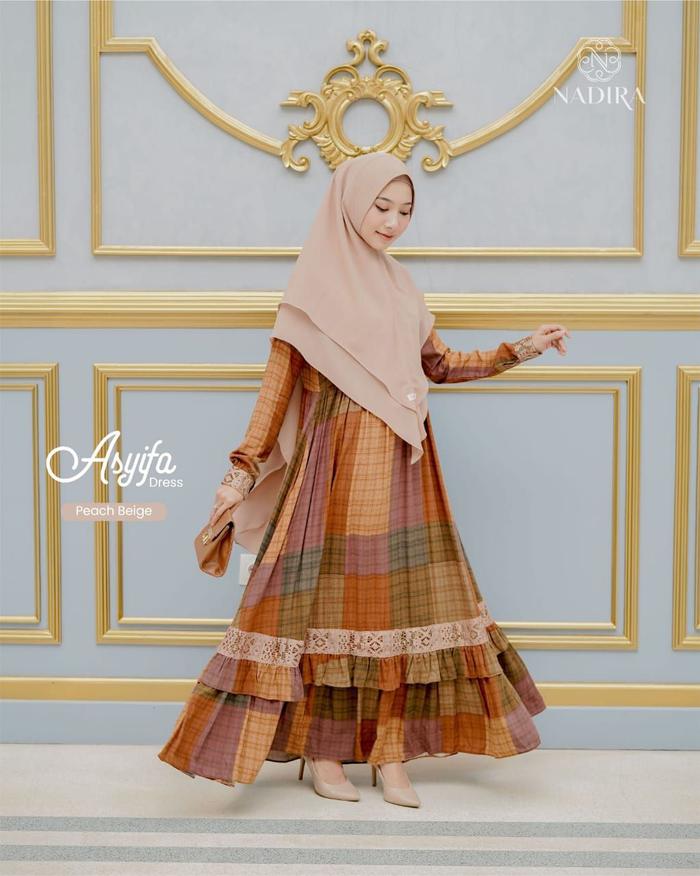 Asyifa Dress by Nadira Gamis Rayon Diamond Motif Kotak- Kotak