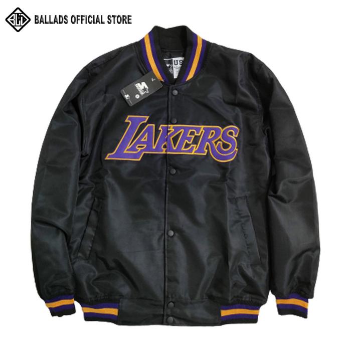 VARSITY JAKET BASEBALL-LAKERS BLACK BORDIR PRIA-WANITA