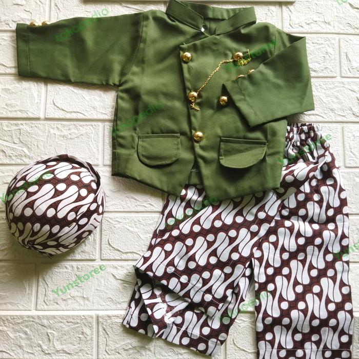 setelan beskap jawa gratis blangkon surjan newborn baju adat bayi