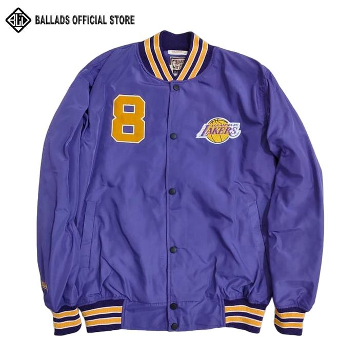 Baseball Varsity Jacket Basketball Lakers NBA Purple Embroidery