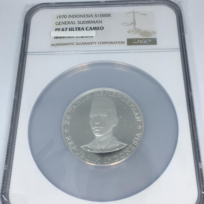Koin perak Jendral Sudirman Dirman 1000 Rupiah NGC PF 67 not GWK