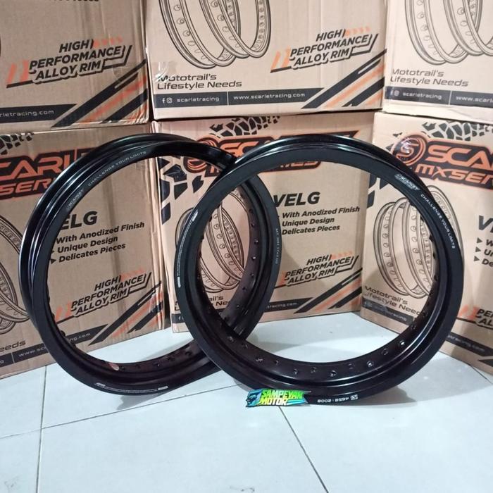 Velg Set Scarlet Supermoto CRF 17 - 250 300 Hole Depan 36 Belakang 32