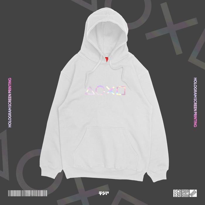 Hoodie Joystick Button Playstation Hologram Printing Baju JUMPER ANIME