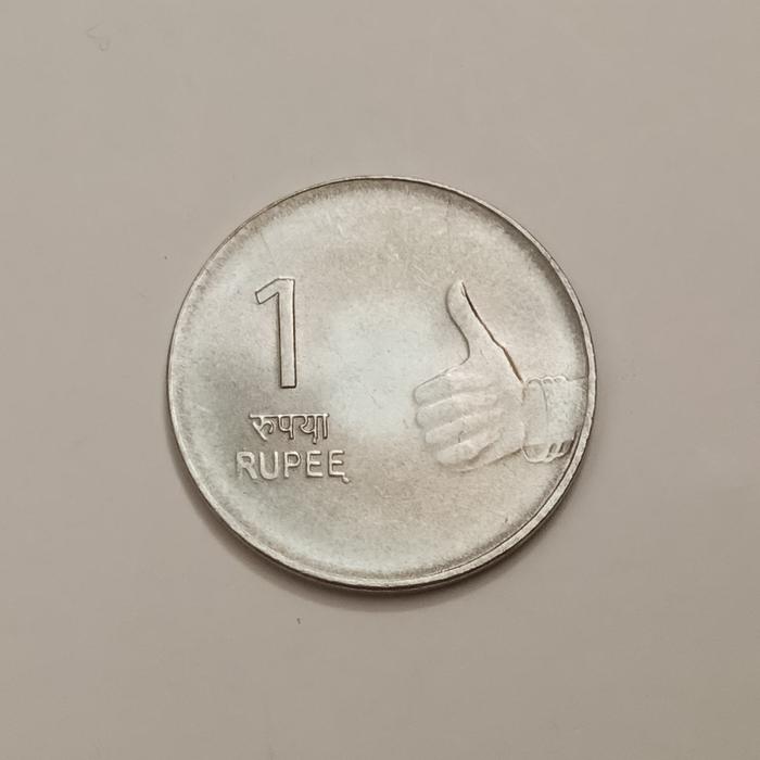 Koin asing India 1 Rupee jari