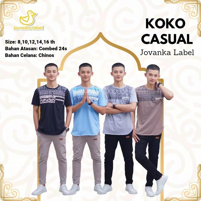 SET KOKO CASUAL JOVANKA LABEL SIZE  8-16TAHUN/SETELAN KOKO ANAK JUNIOR