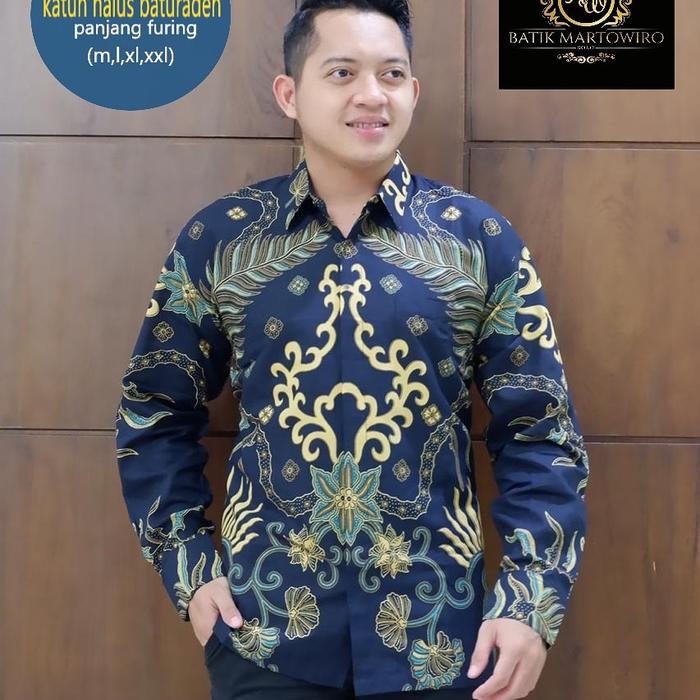 kemeja batik krisna mukti navy lapis furing kwalitas Premium