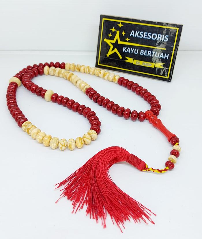 tasbih batu coral marjan merah putih terbaru