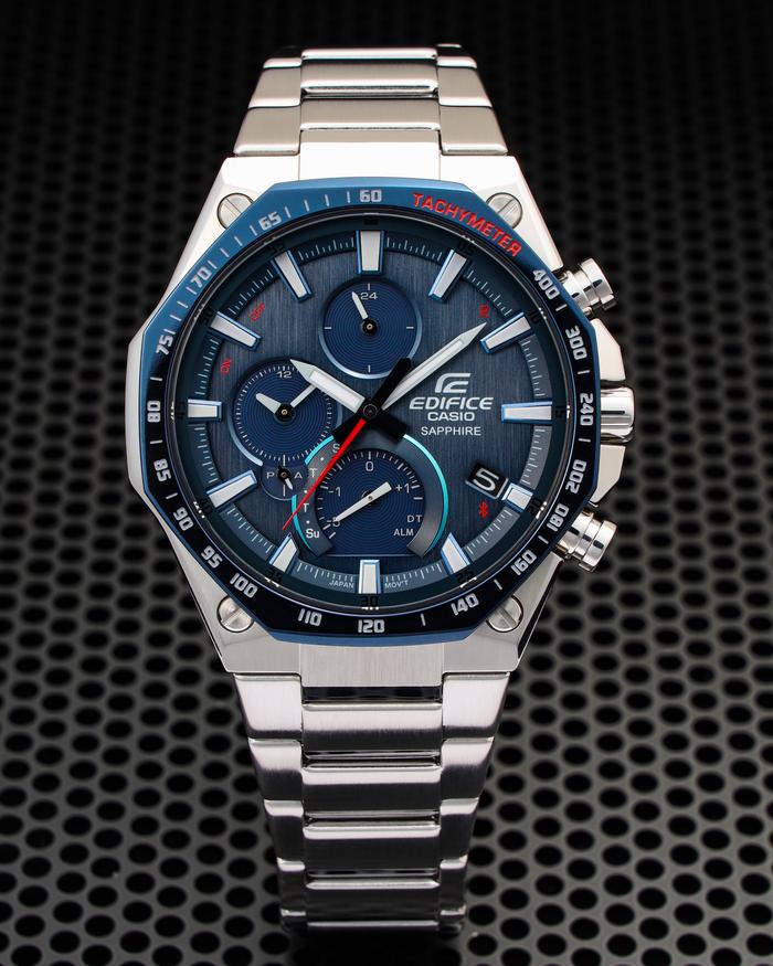 Jam Tangan Pria Casio EDIFICE EQB-1100XDB-2A EQB-1100 Chronograph Navy Dial Silver Steel