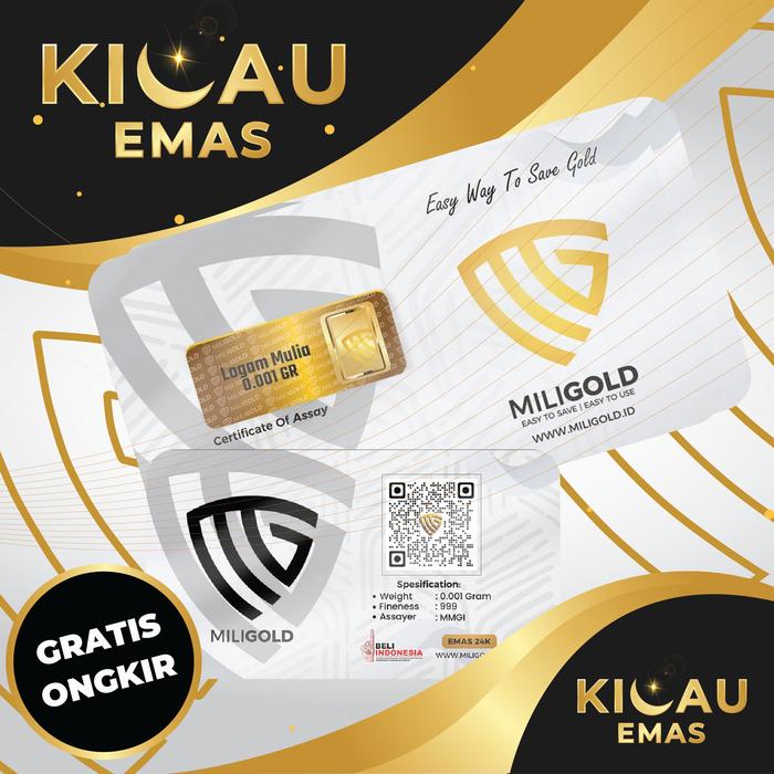 MiliGold 0,001 Gram Emas Batangan Bersertifikat 24 Karat