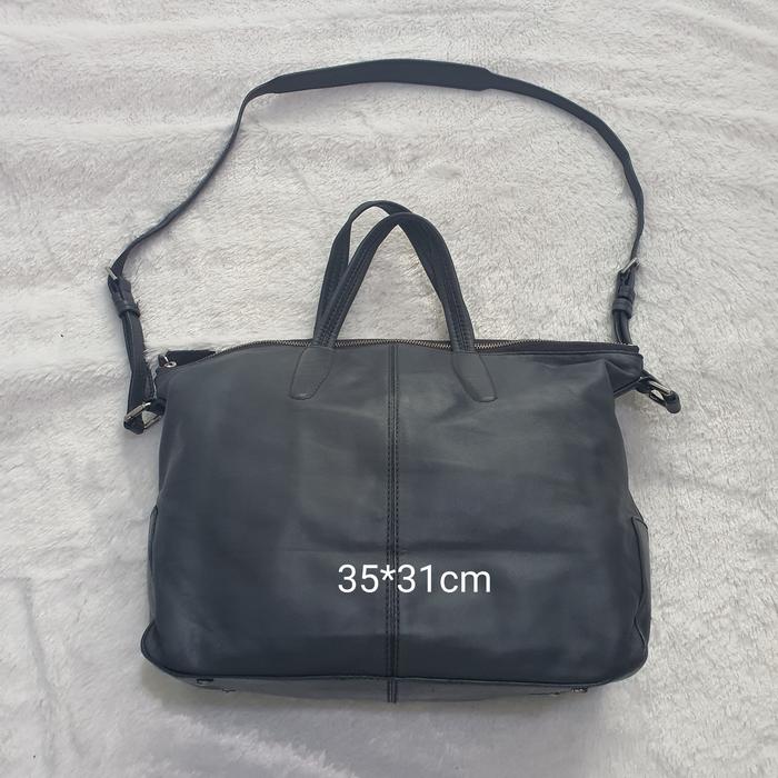 Tas sling tenteng kerja kulit asli Tumi Gray