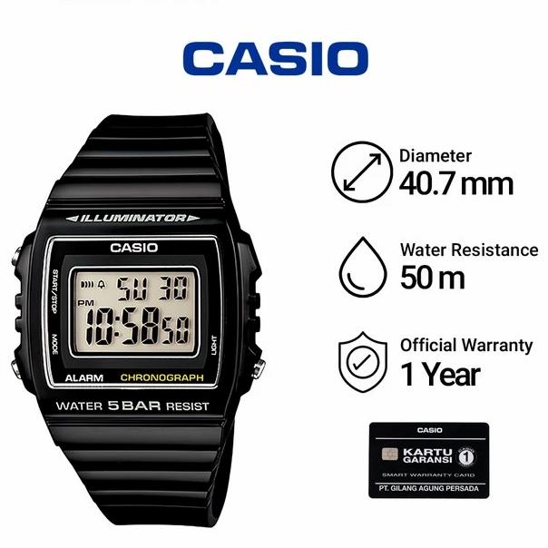 Casio W-215H-1AV WR 50M Digital Garansi Resmi Casio