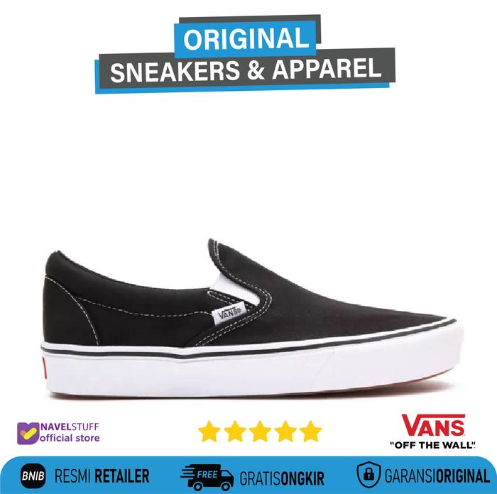 VANS Slip On Comfycush Classic Black White Original Resmi (PT. Navya)