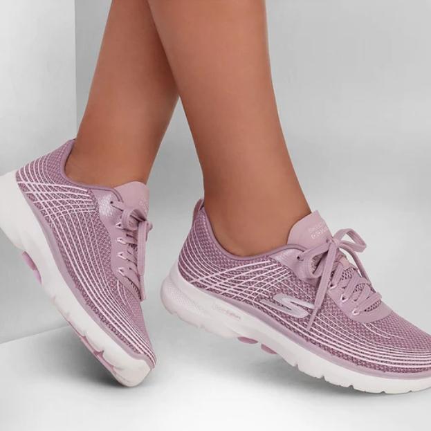 Sale!! Sneakers Wanita Original BNIB Skechers GoWalk 6 - Stunning Glow