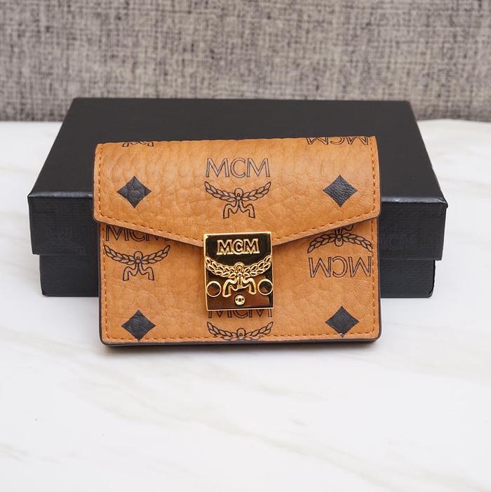 MCM Mini Patricia Accordion Card Holder in Cognac