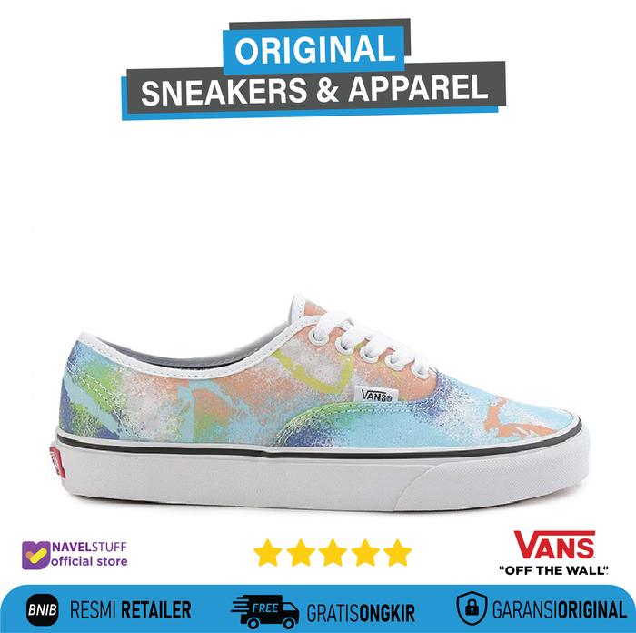 VANS Authentic Retro Mart Splash Print Multi White Original Resmi BNIB