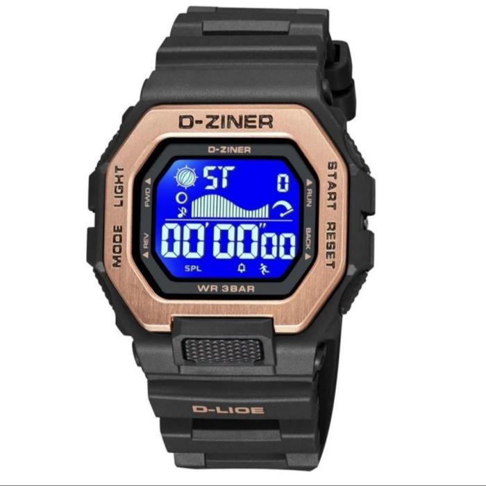 Jam Tangan Pria Dziner 8318 Original Digital Hitam Rosegold