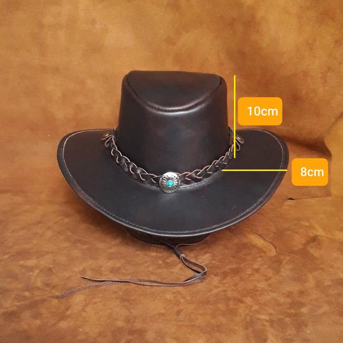 Topi Cowboy Kulit RangersTurquoise Hat Dark Brown
