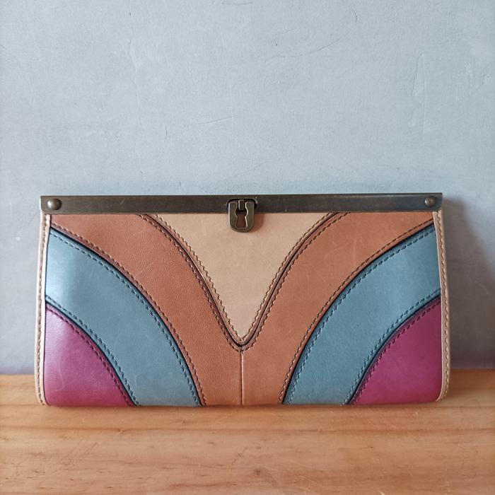Dompet Fossil Patchwork Clutch Wallet Leather Kulit - RARE ITEM !!
